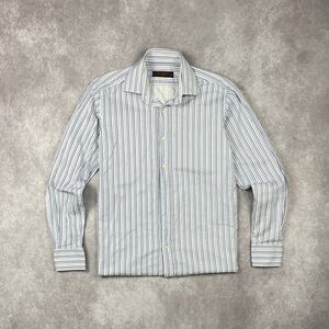 ETRO Size 39 M Stripe Cotton Button Up Long Sleeve Shirt